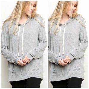 Brandy Melville Layla Hoodie Heather Grey One Size